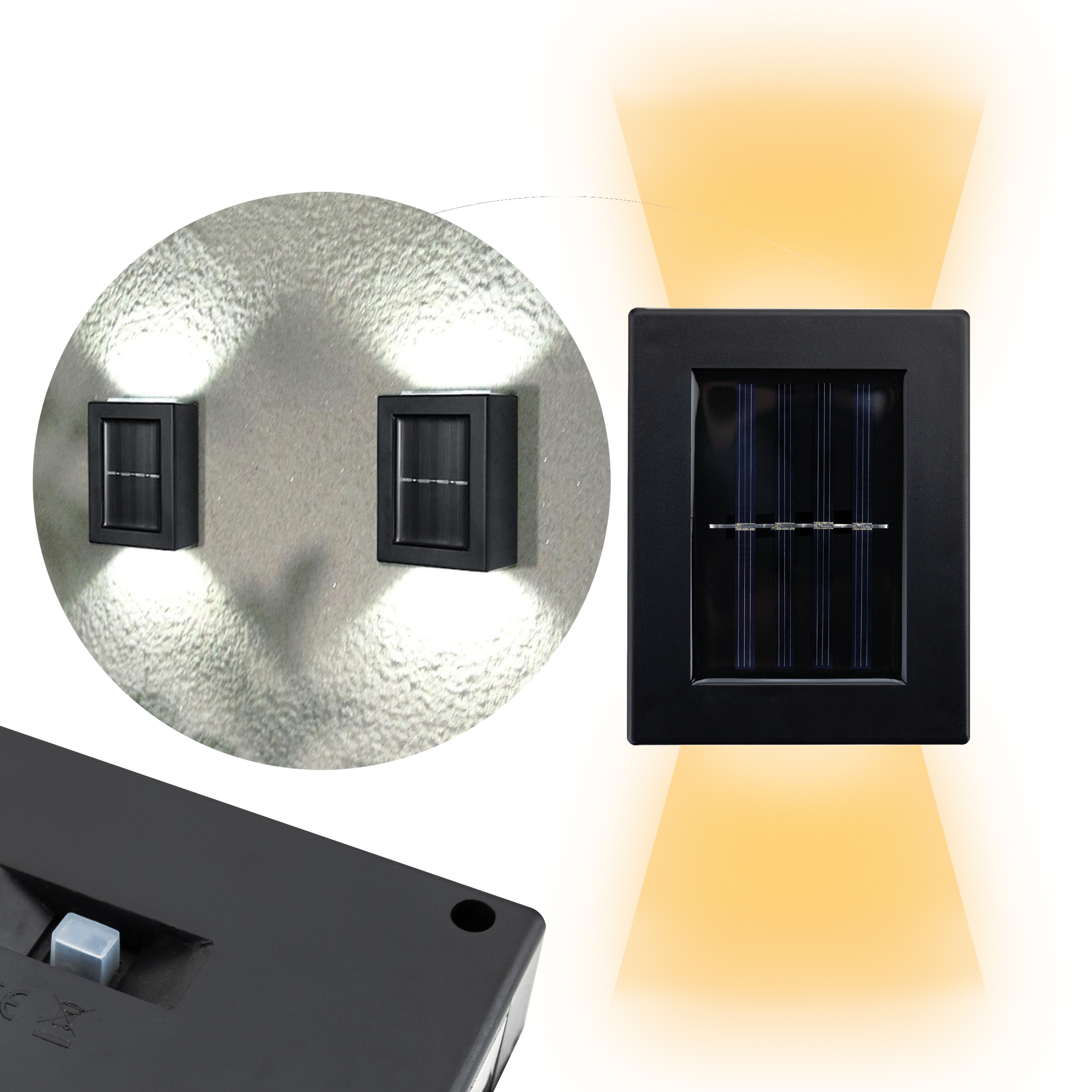 LAMPA SOLARNA KINKIET ZEWNĘTRZNE OŚWIETLENIE DOMU NA OGRODZENIE PŁOT TARAS Strumień świetlny 0 lm