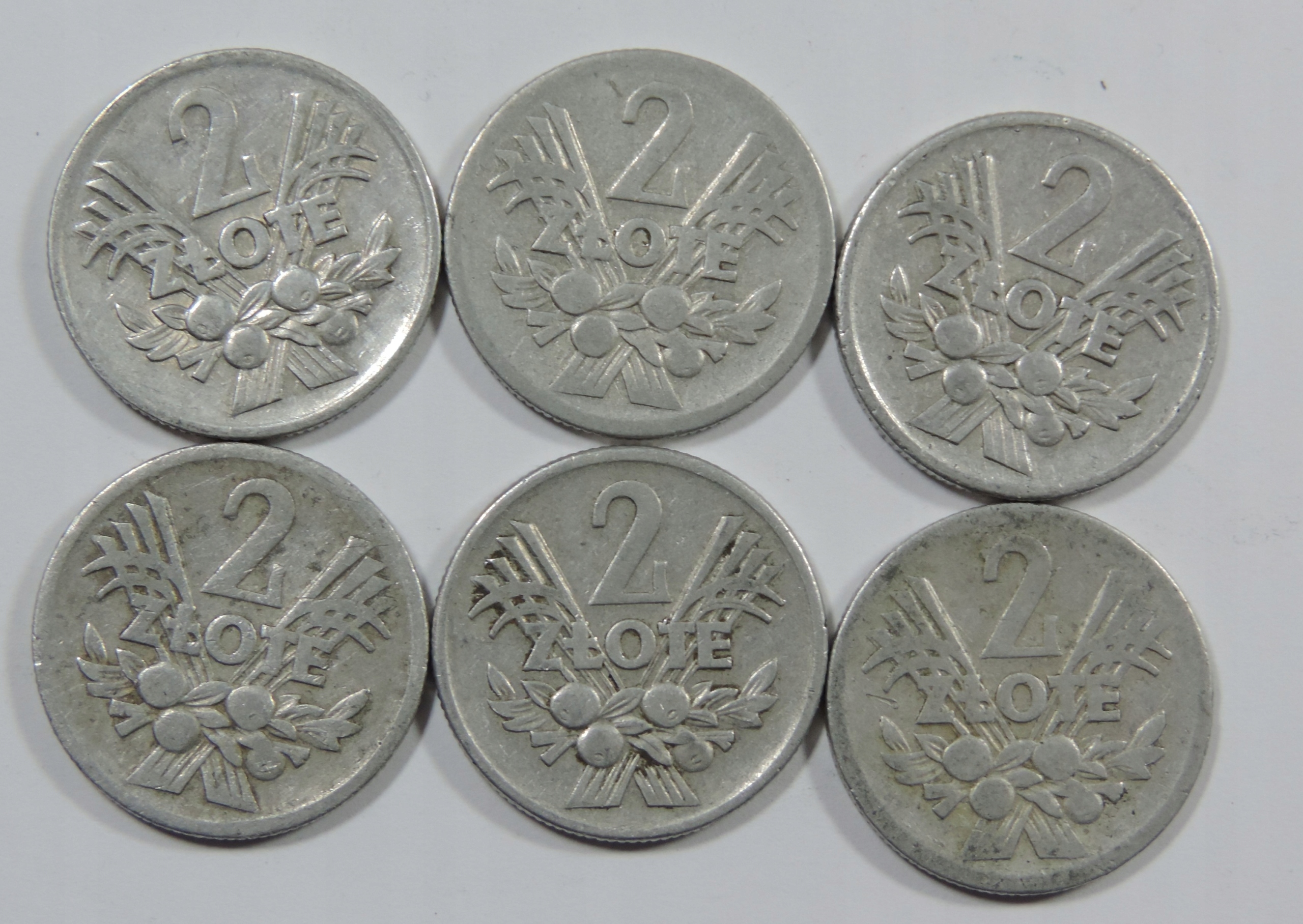 ZESTAW 6x MONETA OBIEGOWA - POLSKA PRL - 2 ZŁOTE - JAGODY -YA1897