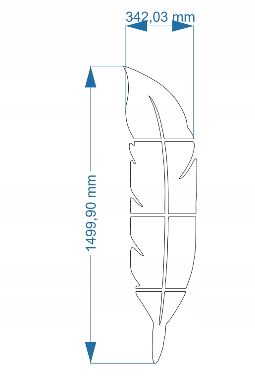 Lustro dekoracyjne pióro 1,5m wys. gr. 3mm Marka AnaDekoR