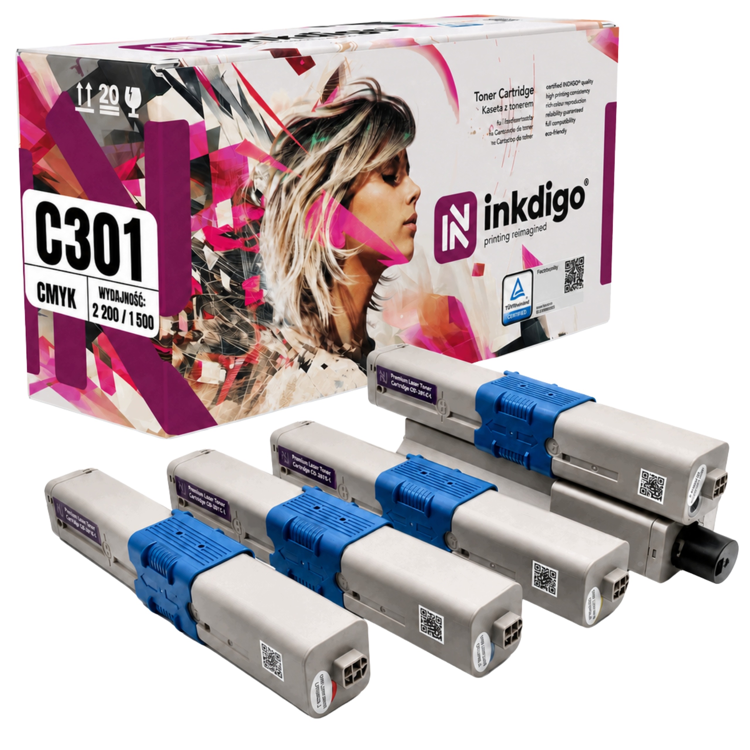 44973533-44973536 4 x Náhrada Pro Tiskárny Oki C301 C321 MC332 MC342