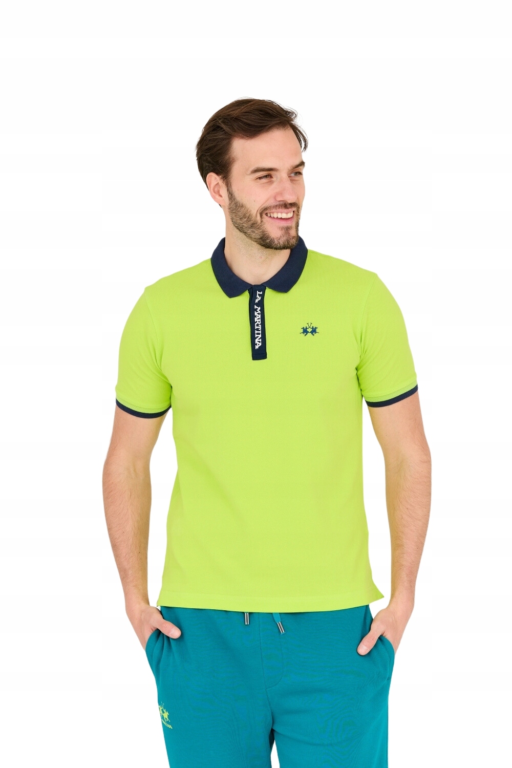 La Martina Zelená pánská polokošile L