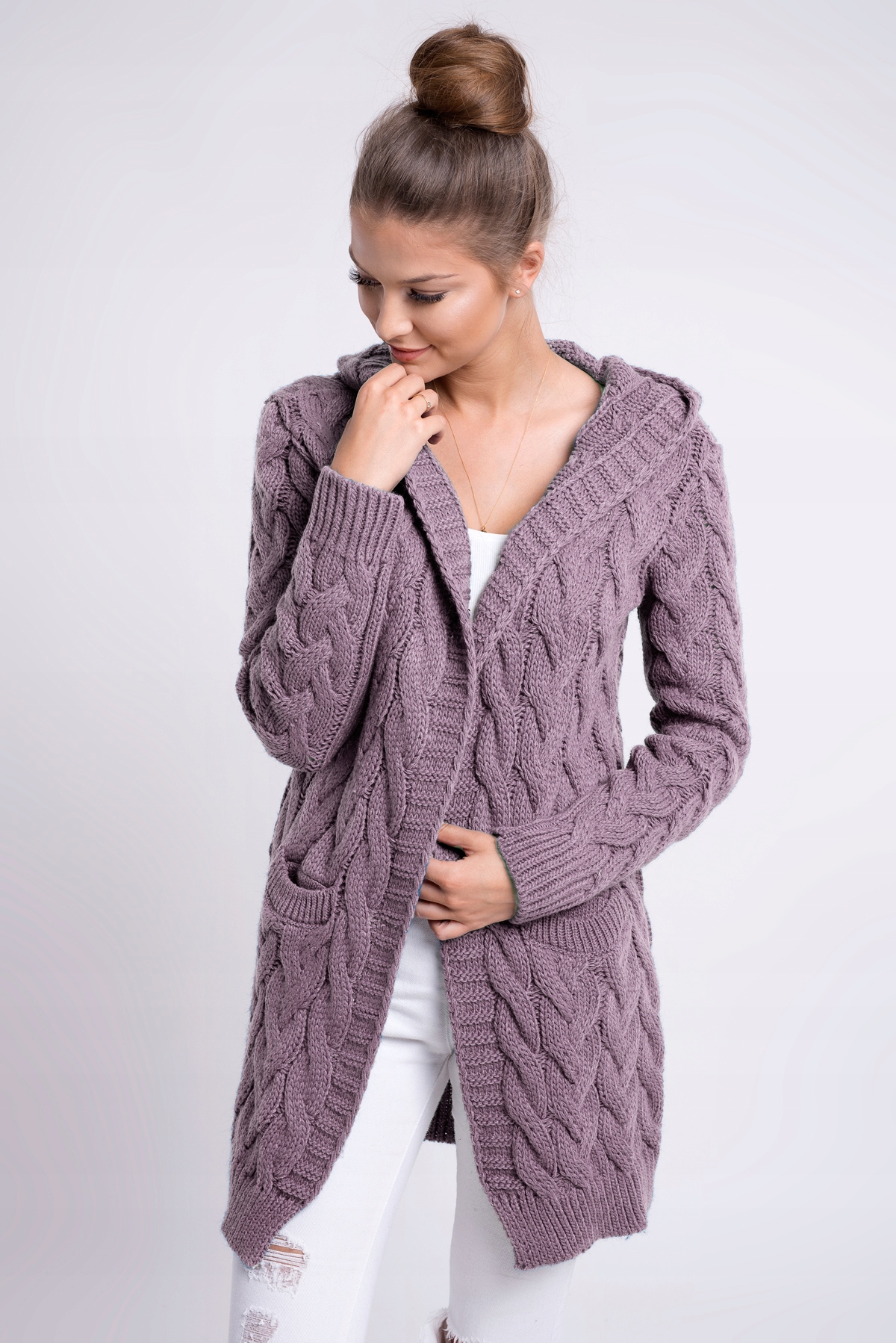 GLORIA BLOGERSKI CIEPŁY KARDIGAN Z KAPTUREM L/XL Marka Setin