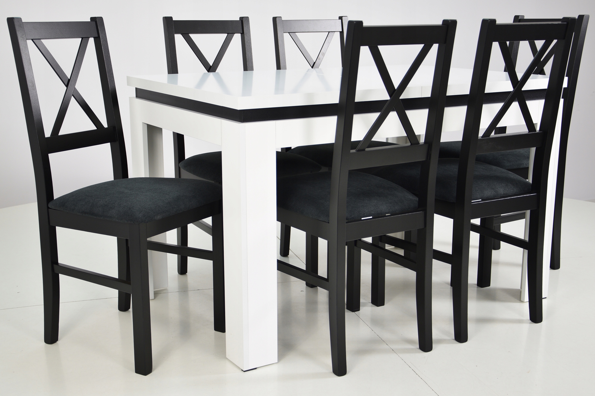 BIAŁY Rozkładany stół 80x120 i 6 krzeseł DO SALONU Kod producenta N-10 + C-6