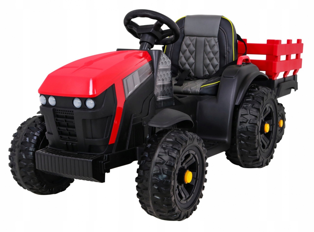 Traktor elektryczny Titanium z przyczepą, 2x45W, 12V/7Ah czerwony