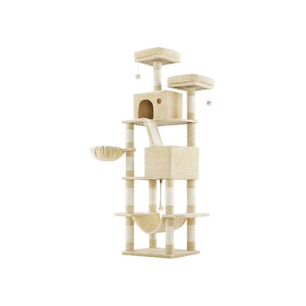 Levně Vysoký škrabák Feandrea – Pro Kočky, stabilní, s domečkem a houpací sítí
