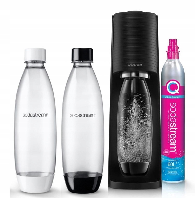 Saturátor perlivej vody Soda Sodastream Terra čierny 2x fľaša