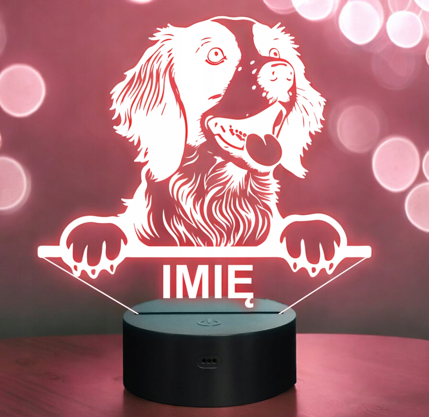 Lampka Nocna LED Spaniel Bretoński Rasa Psa z Imieniem na Prezent Marka bez marki