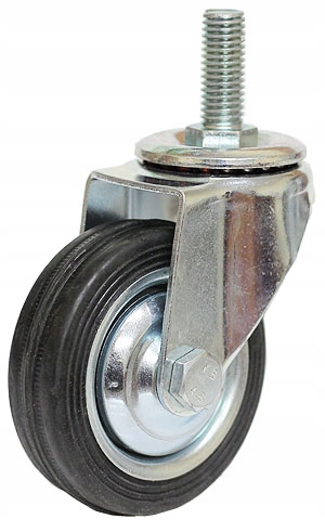 KOŁO OBROTOWE 75 mm SKRĘTNE GUMA KÓŁKO GWINT 10 mm
