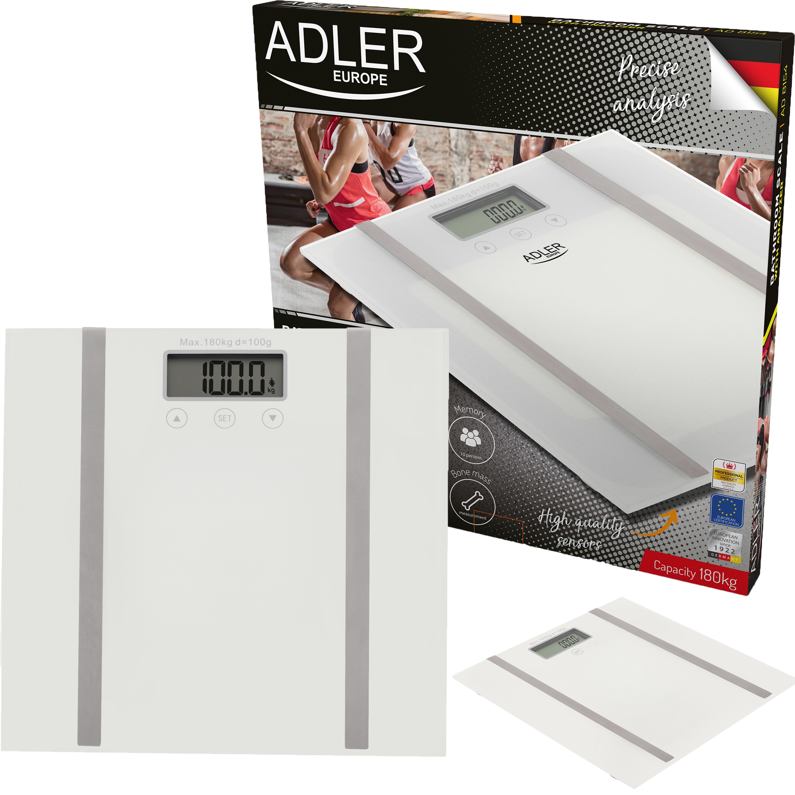 

Waga Łazienkowa Szklana Z Analizatorem 180KG Bmi
