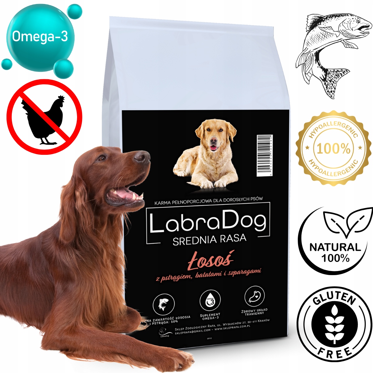 Levně LabraDog Superfood Hypoalergenní losos s pstruhem bez obilovin a kuřecího masa 2 kg