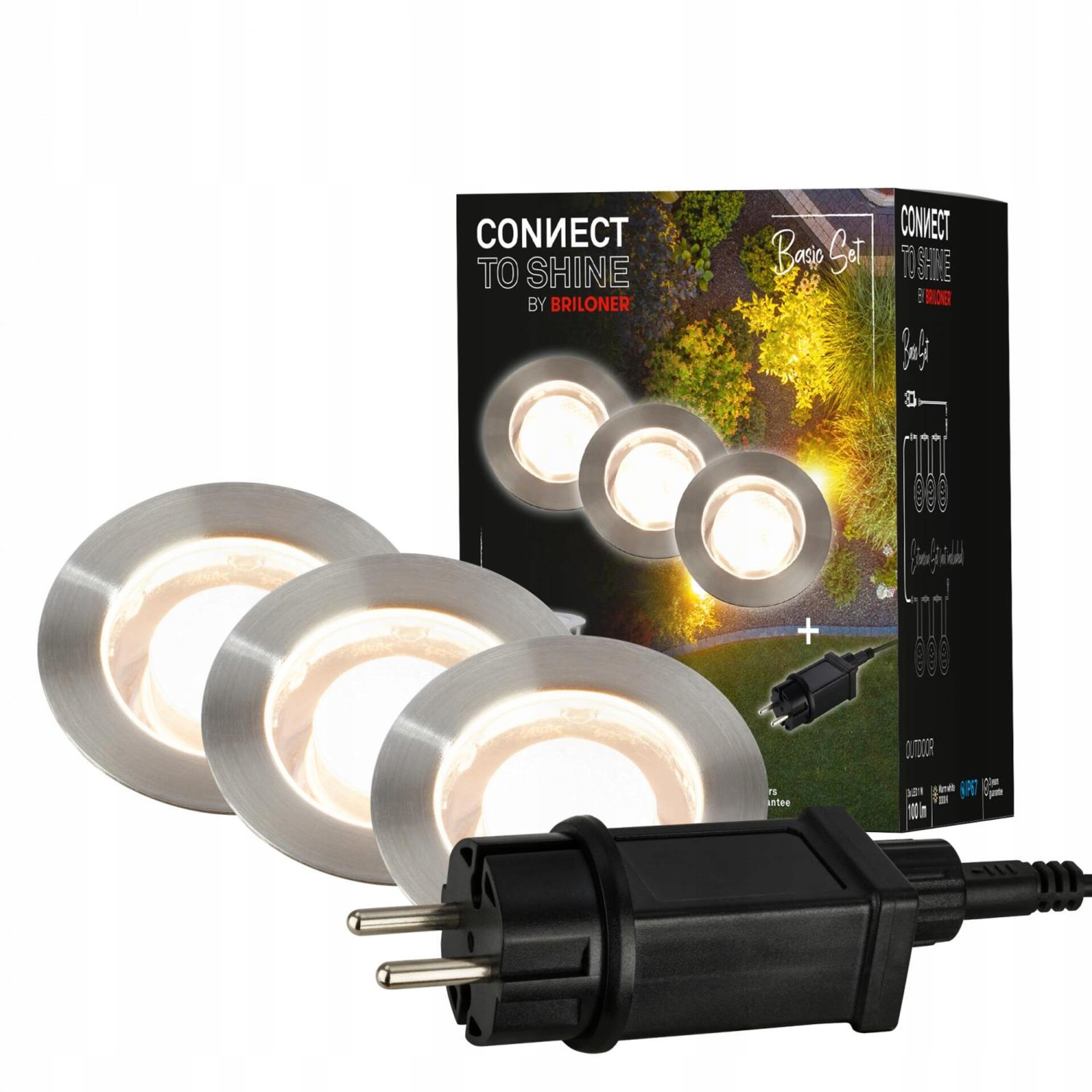 Led zapustené zemné bodové svietidlá Briloner 3ks IP67 3000K
