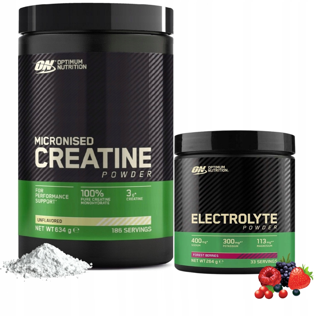 Optimum Nutrition Creatine Mono 634 g Optimum Electrolyte 264 g Lesní plody