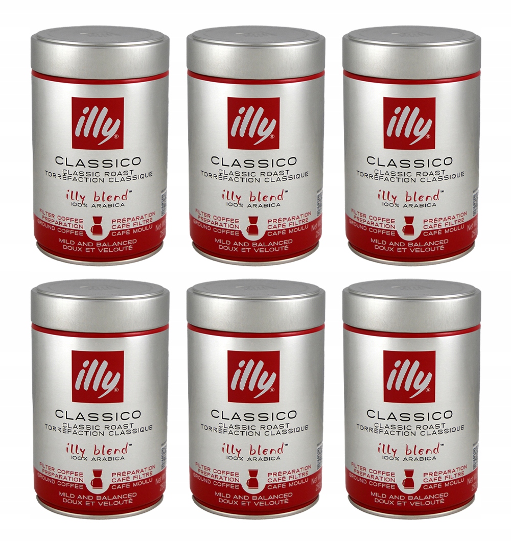 Kawa mielona Illy Classico Filter filtrowana przelew puszka 250g (6 szt.)