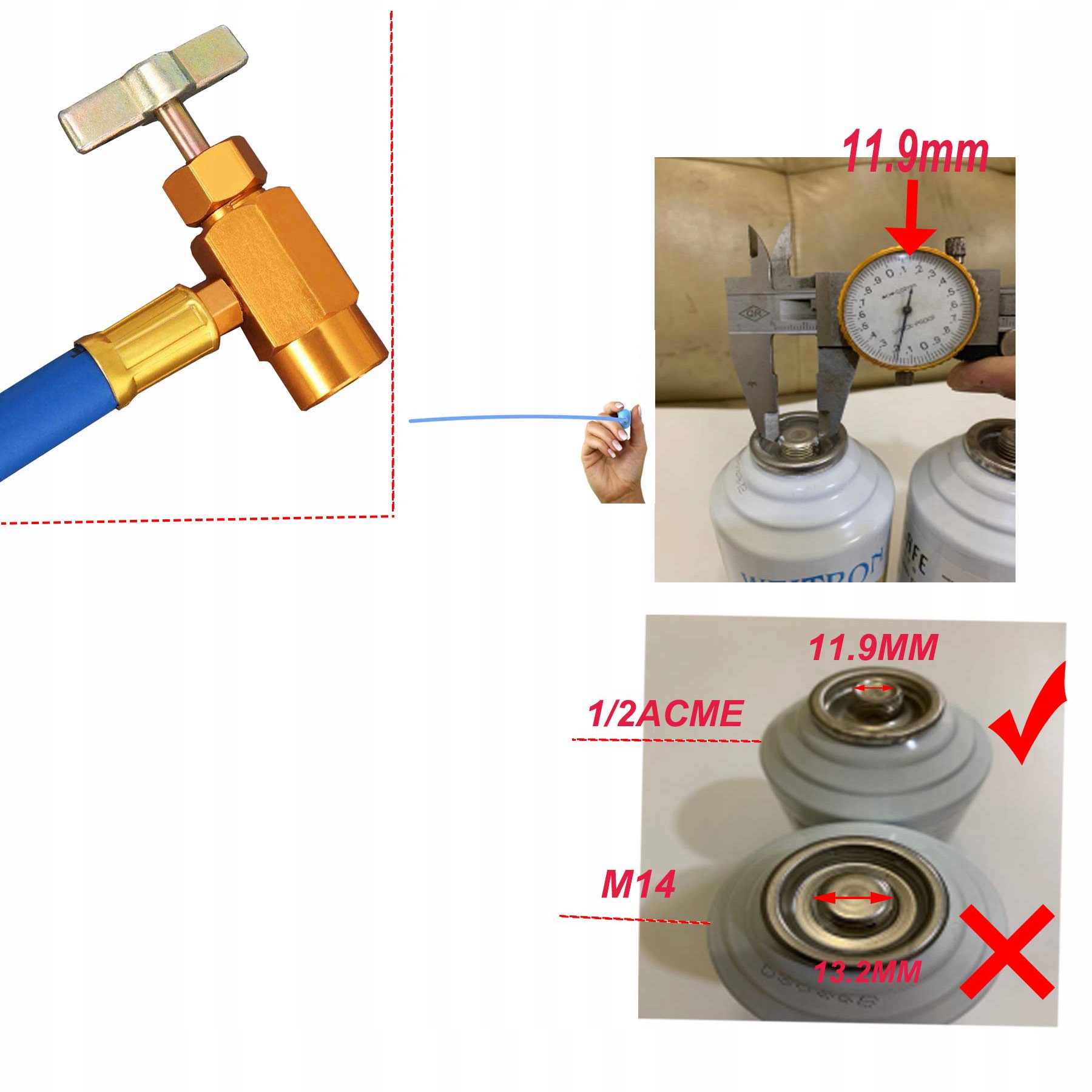 R134A WIELOFUNKCYJNY WĄŻ DO ŁADOWANIA CZYNNIKA CHŁODNICZEGO RURA MONTAŻOWA Wersja Europejska