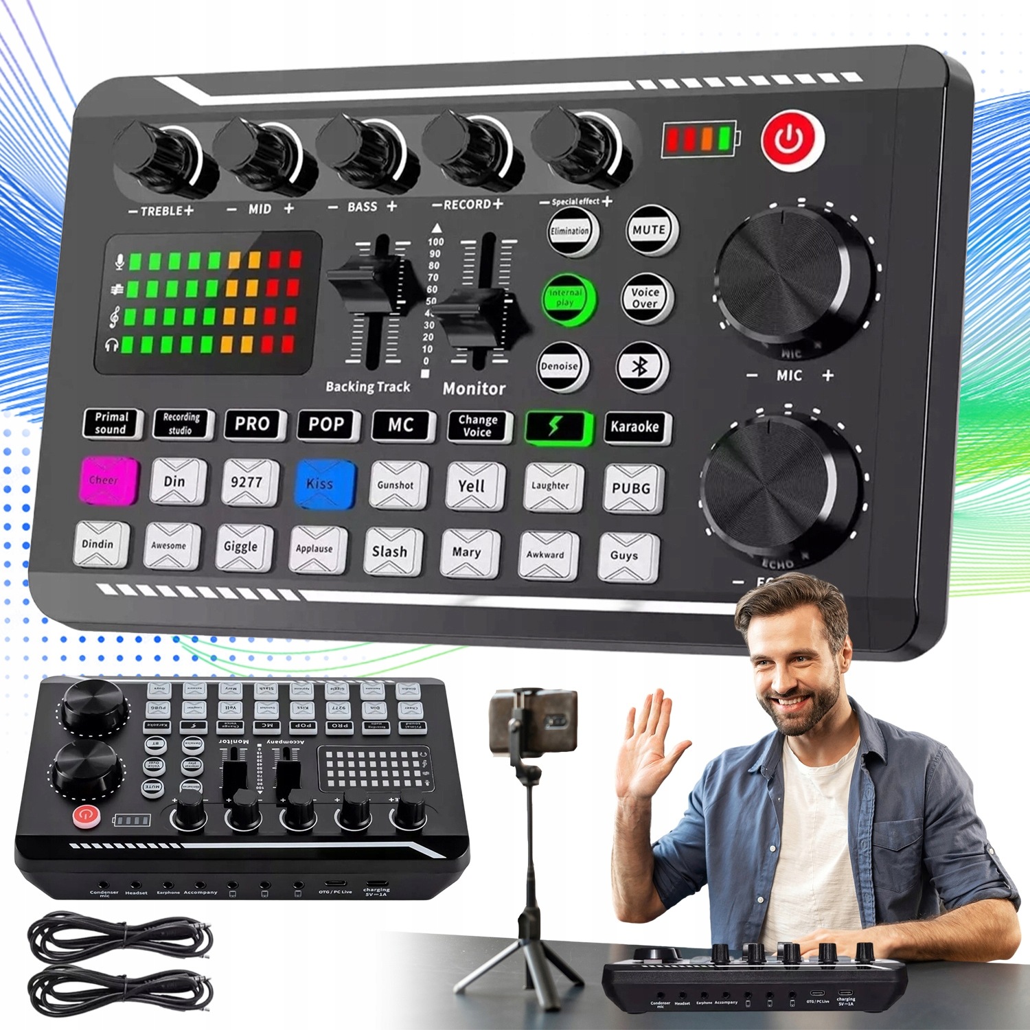 Mixážní Pult Dj Audio F988 Studiová Zvuková Karta Dsp Nahrávání Hudby Podcast