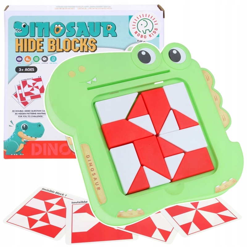 Układanka Dino 3D Ukryte Klocki Puzzle Gra Logiczna Planszowa Tangram