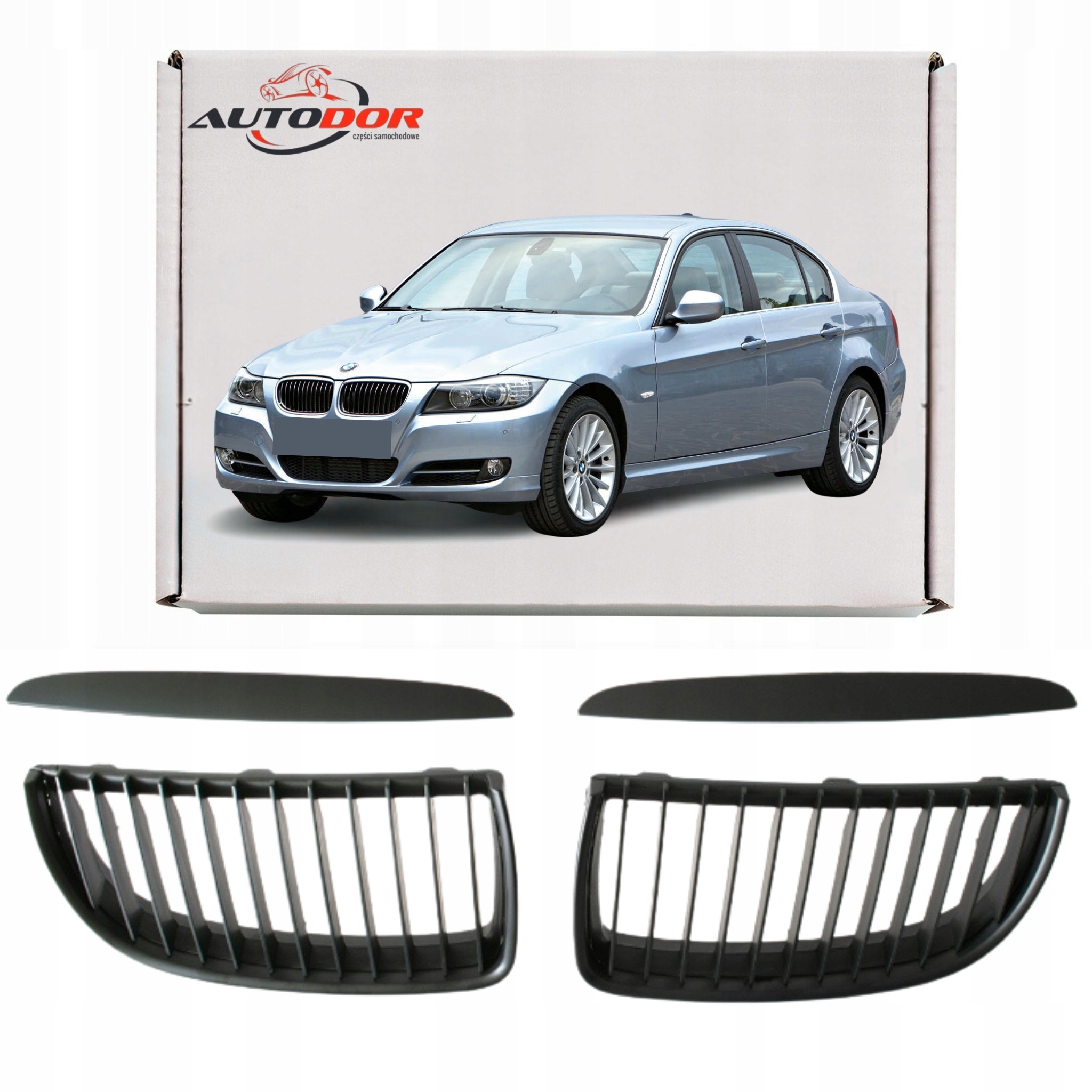 Bmw 3 E90 2004-08 Grily Ledvinky Atrapy Nárazníku Černý Mat Horní Lišty Sada