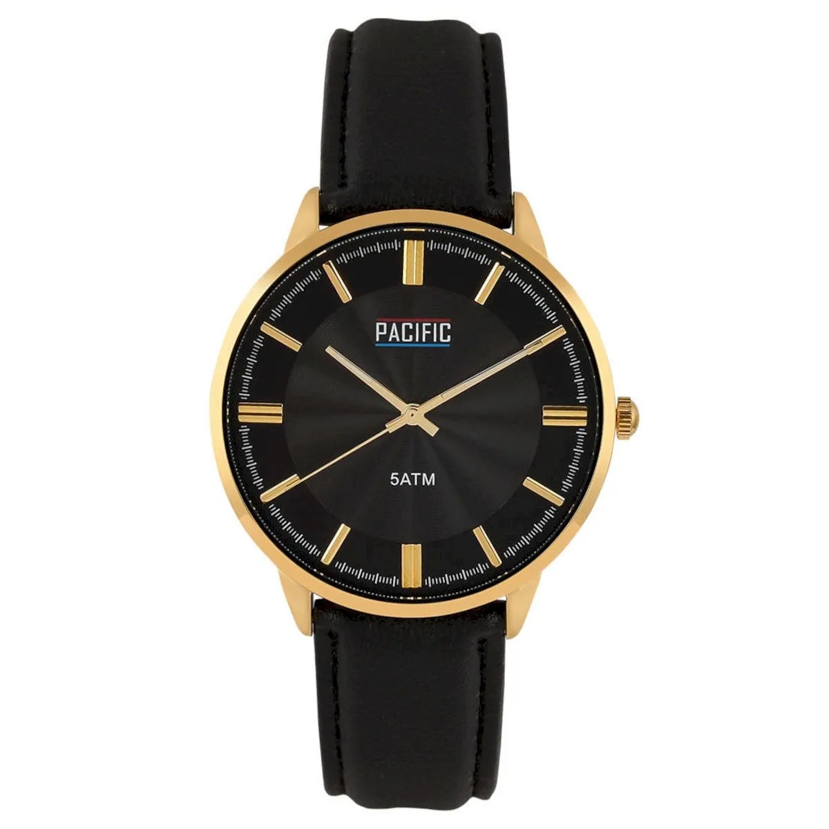Zlaté pánské hodinky na řemínku Pacific X0060-10