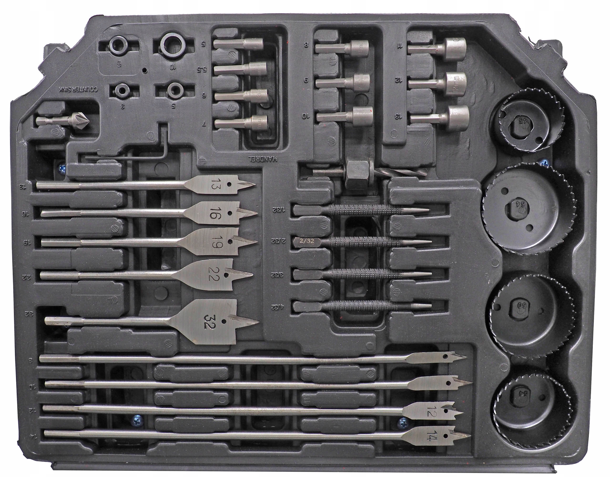 ZESTAW WIERTŁA DŁUTA BITY OTWORNICE 300 EL WALIZKA Typ mocowania walcowy