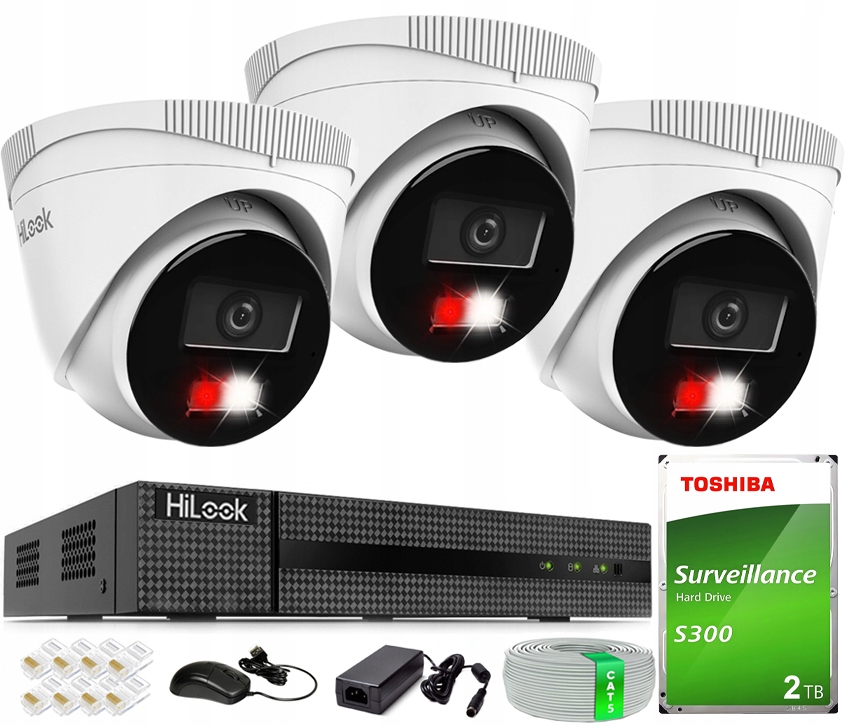 Sada na monitorovanie 3 kamier 4MPx PoE IPC-T240HA-LU na rozšírenie disku 2TB