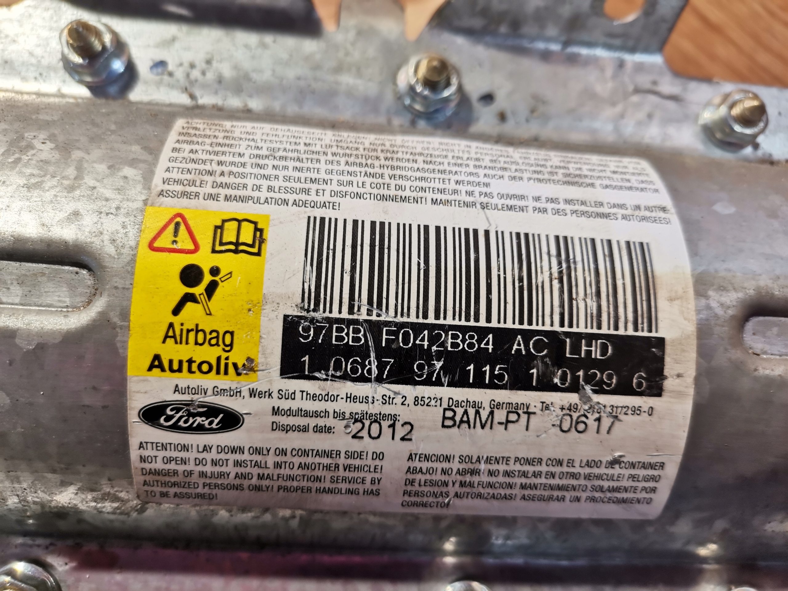 passenger airbag airbag FORD MONDEO mk2 97BBF042B84AC