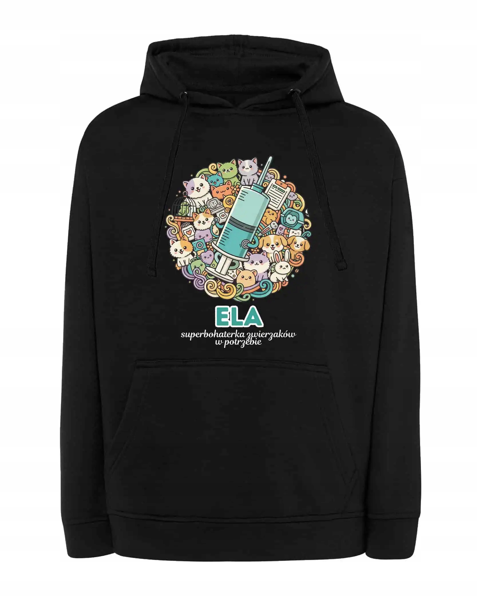 Mikina s kapucí Veterinářka Personalizovaná Ilustrační Černá M