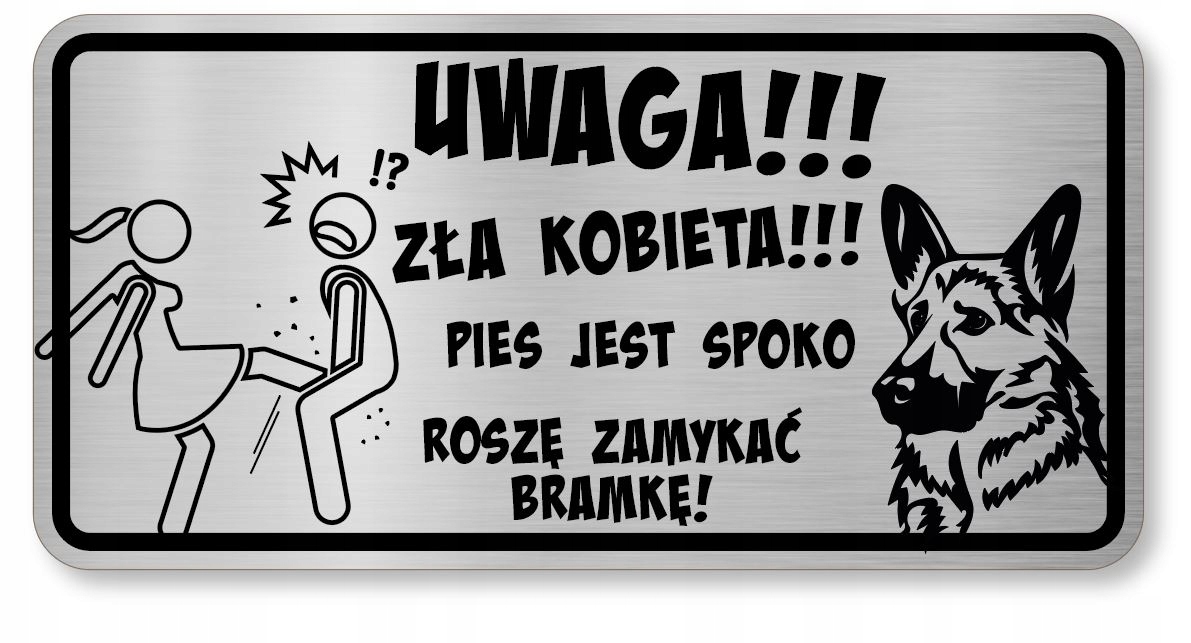 

Uwaga Pies śmieszna tabliczka