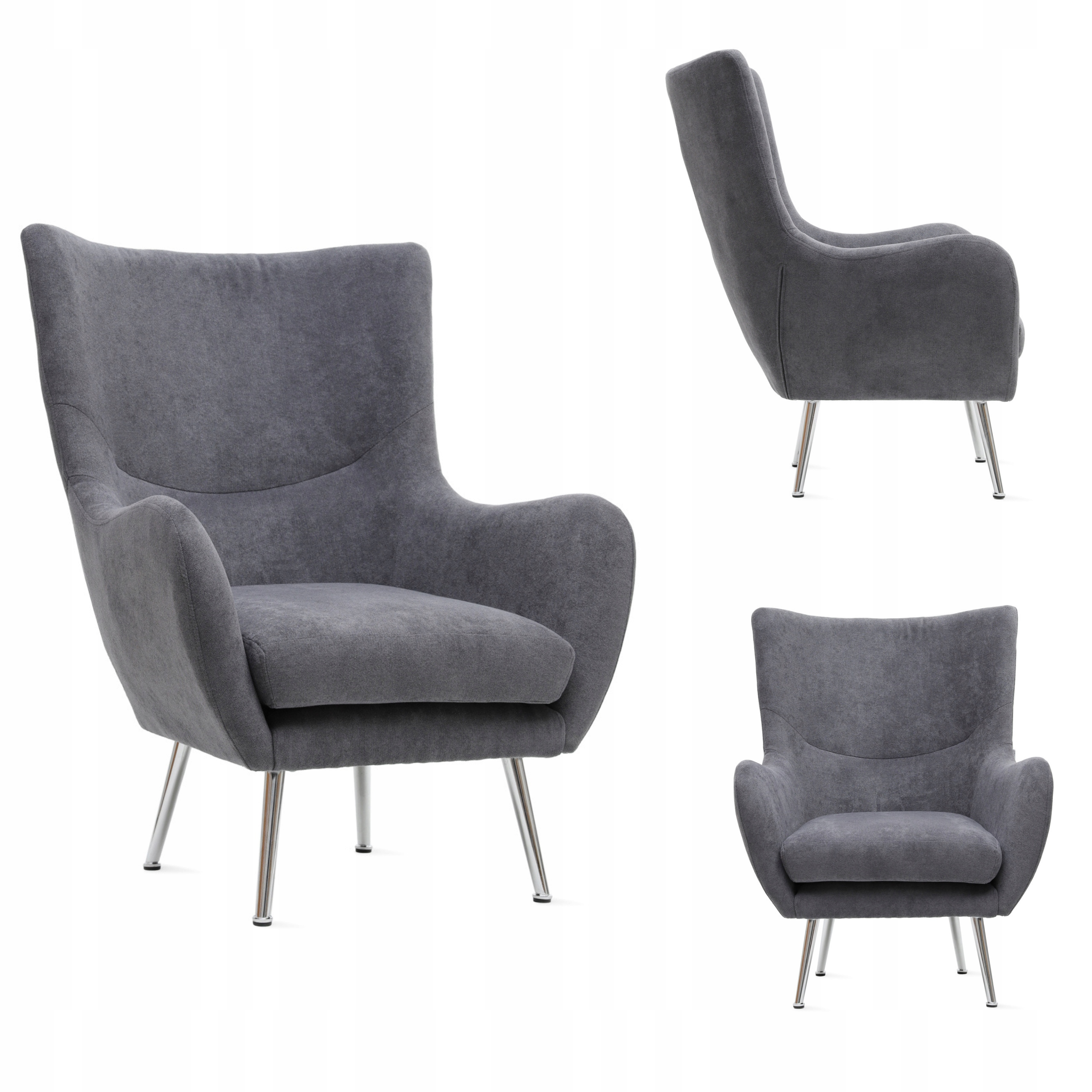 Kreslo Sammas grafitové 90x74x73x40 cm Homla