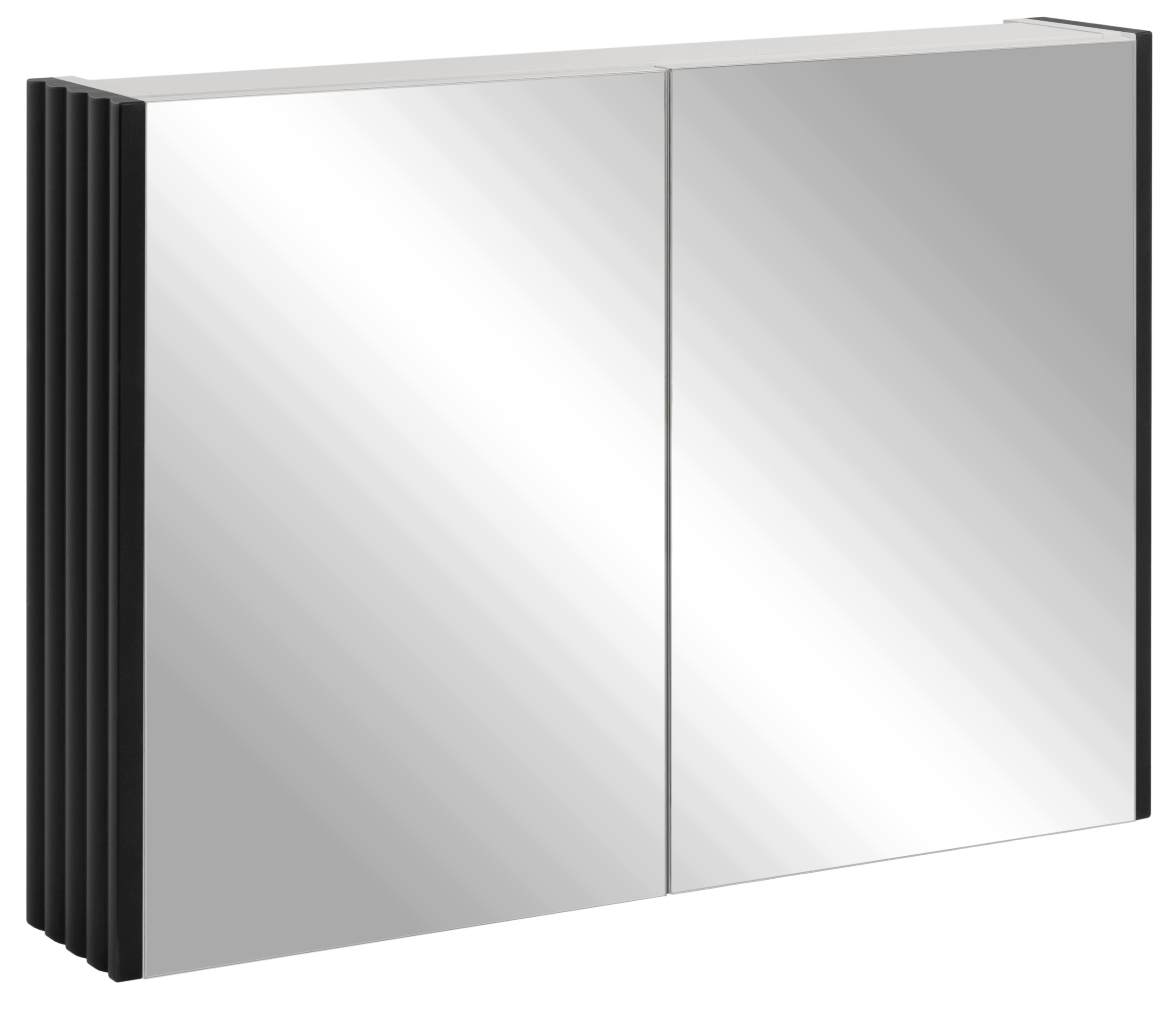 Zrcadlová skříňka Se Zrcadlem 80 Koupelnový boční panel Černá Rýhovaná Mdf