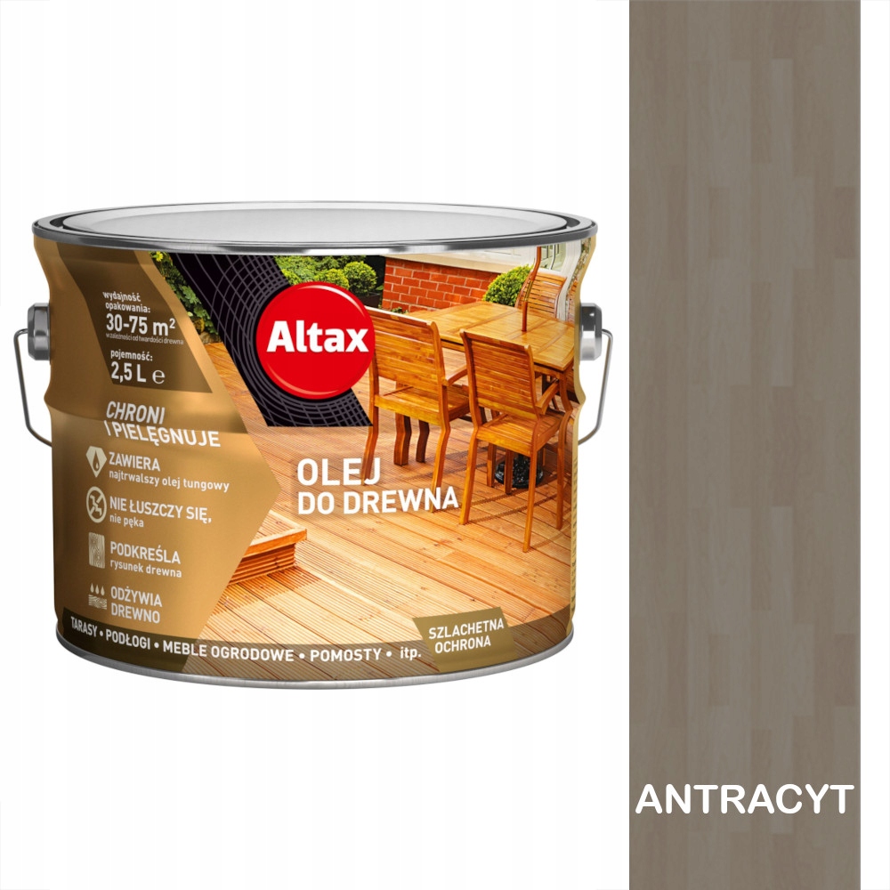 Altax olej do drewna Antracyt do tarasów Altax 2,5L olej impregnujący