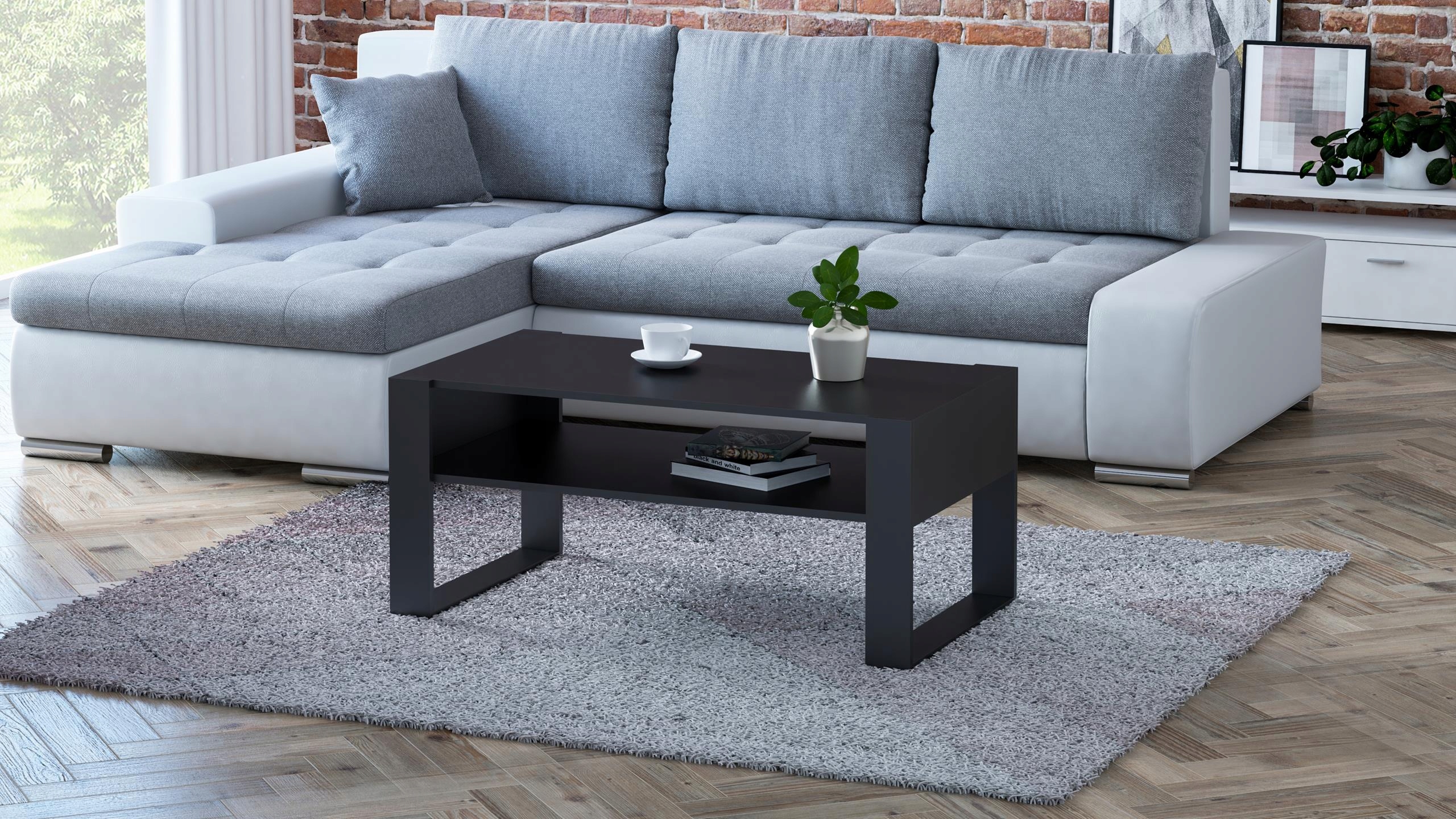 Ława stolik kawowy KAJA czarna nowoczesna 100cm PER Głębokość mebla 53.6 cm