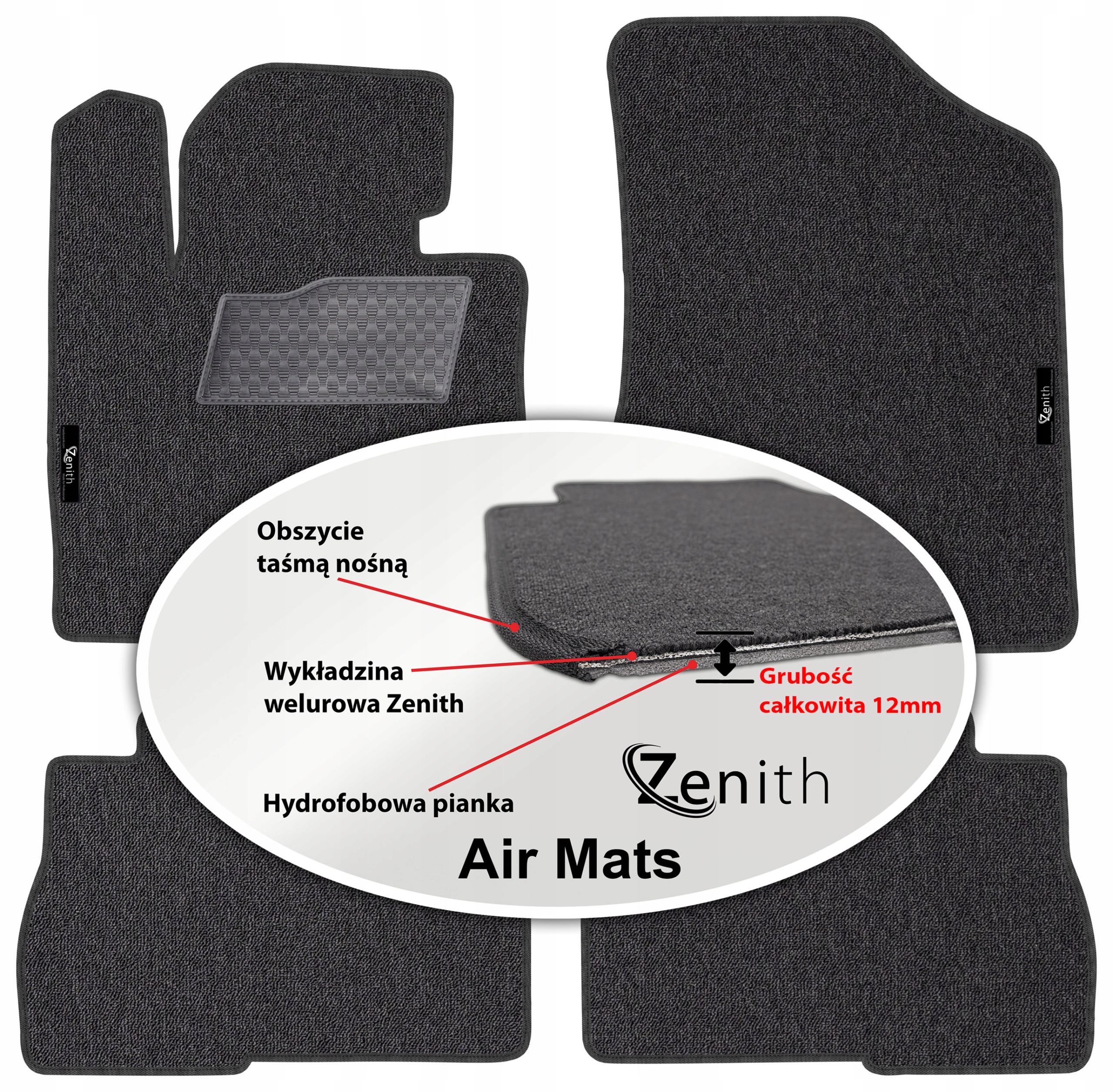 Hyundai Santa Fe III 12-15 Velúrové koberčeky do auta Zenith Air Mats