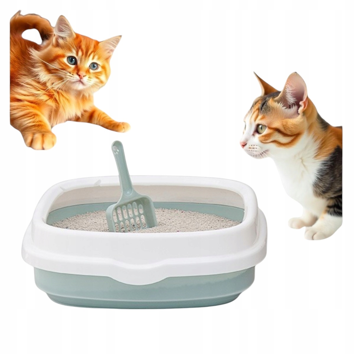 Zelená Toaleta Pro Kočky S Lopatkou 48 X 40 X 13 CM