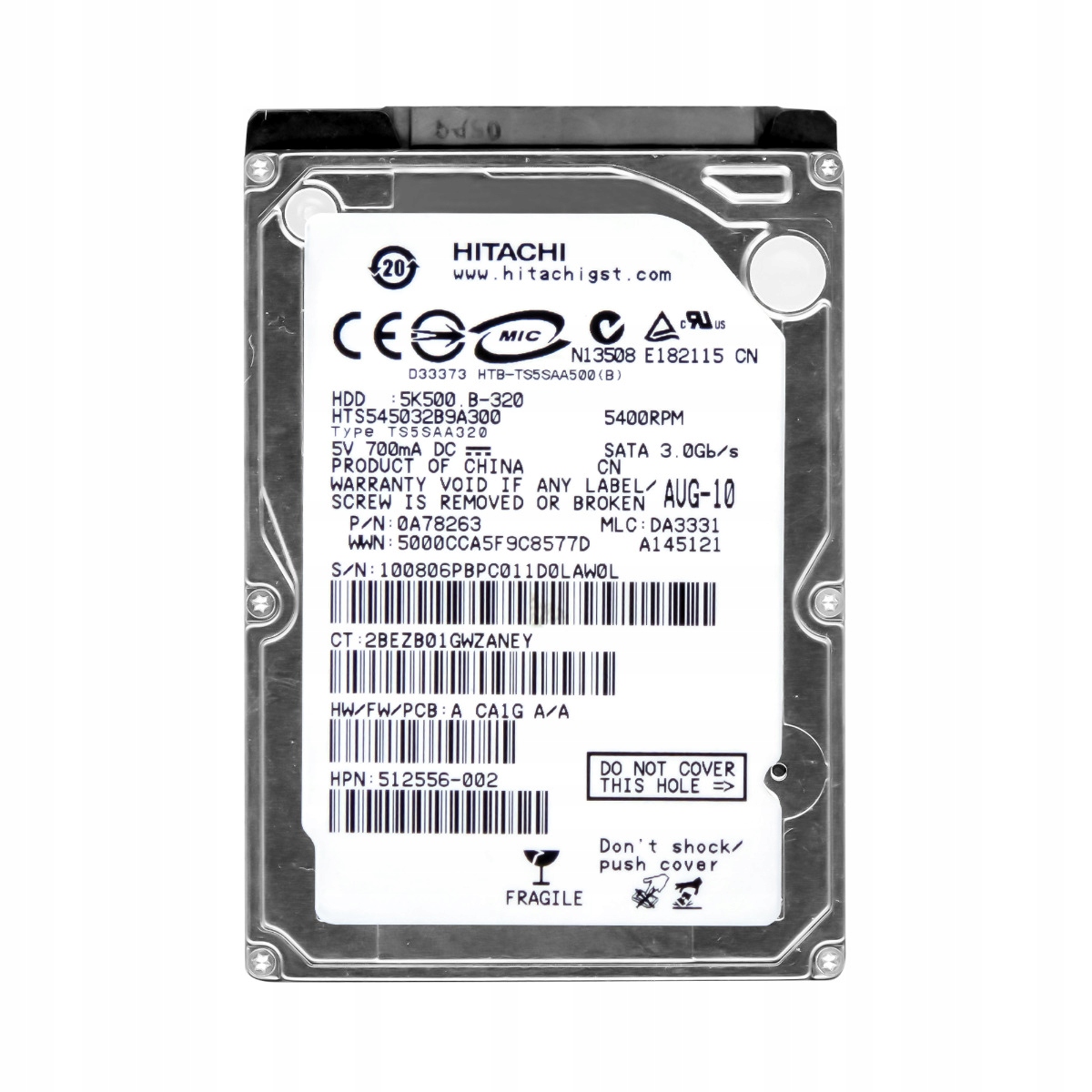 320GB 5.4K Sata II 2.5" HTS545032B9A300