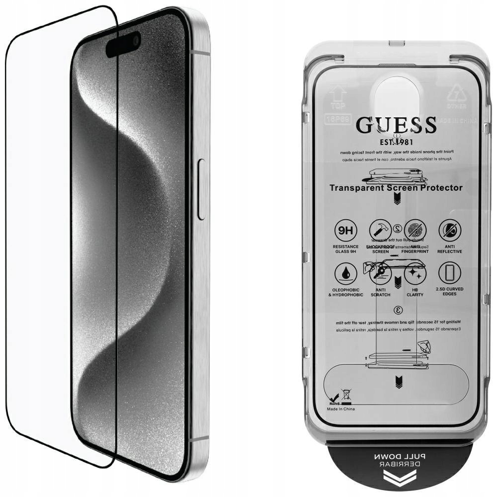 Zestaw 2w1 Guess Bp Rhinestone szkło na ekran i obiektyw aparatu do iPhone