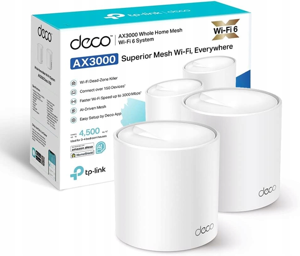 Zestaw Router Punkt dostępowy Mesh TP-Link Deco X50 AX3000 Wi-Fi 6 2-pak