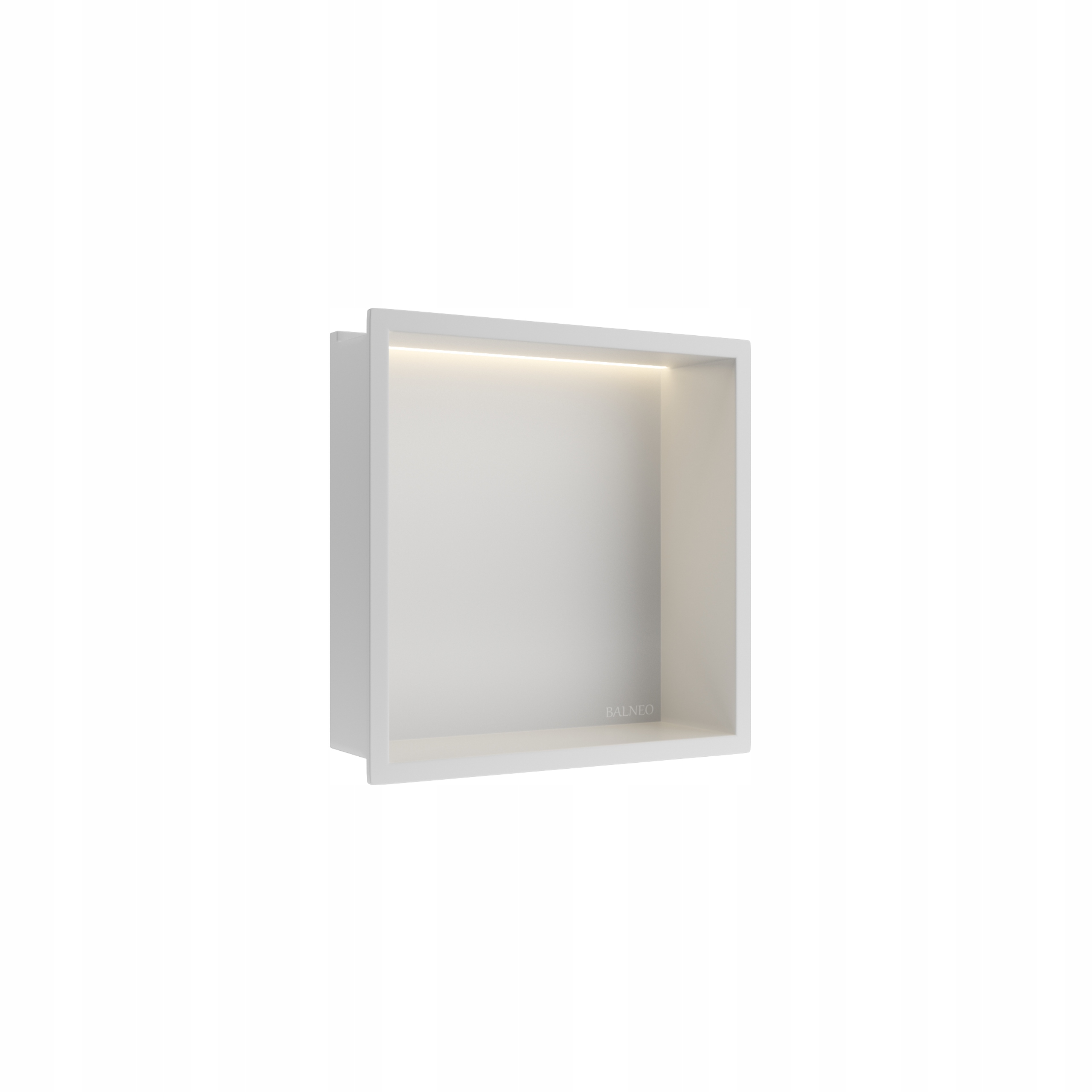 PÓŁKA WNĘKOWA Z OŚWIETLENIEM LED 30x30x10 cm BIAŁA WALL-BOX ONE LED BALNEO