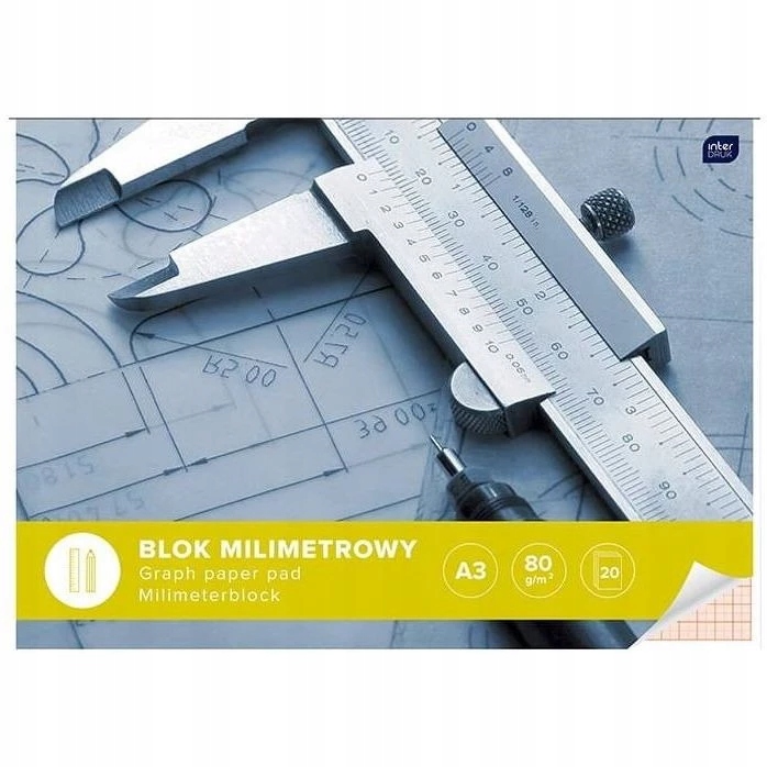 Blok milimetrowy A3 80g 20kartek INTERDRUKI