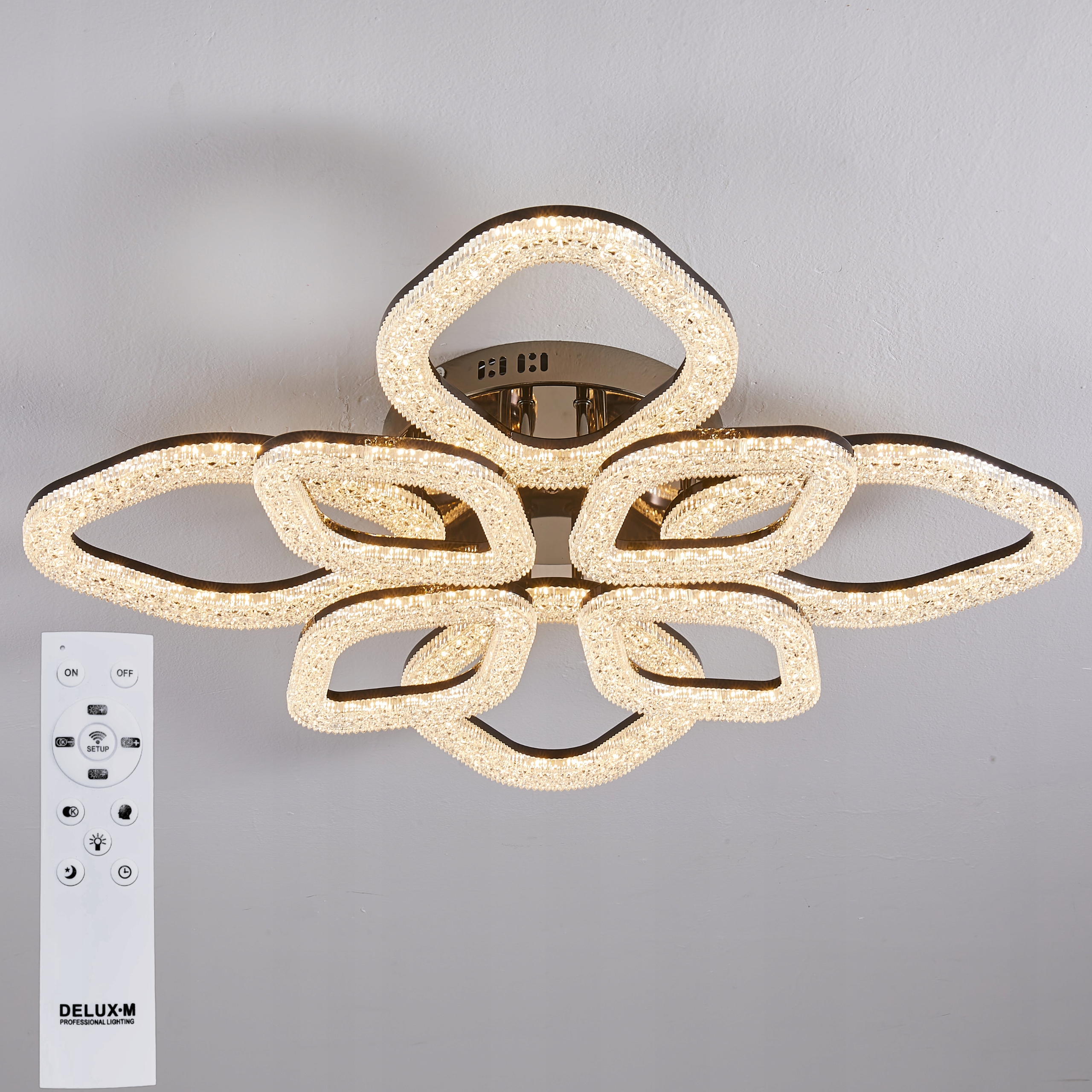 Stropná Lampa Kryštálová glamour závesná Luster Stropné Svietidlo Led Diaľkový Ovládač 121 W