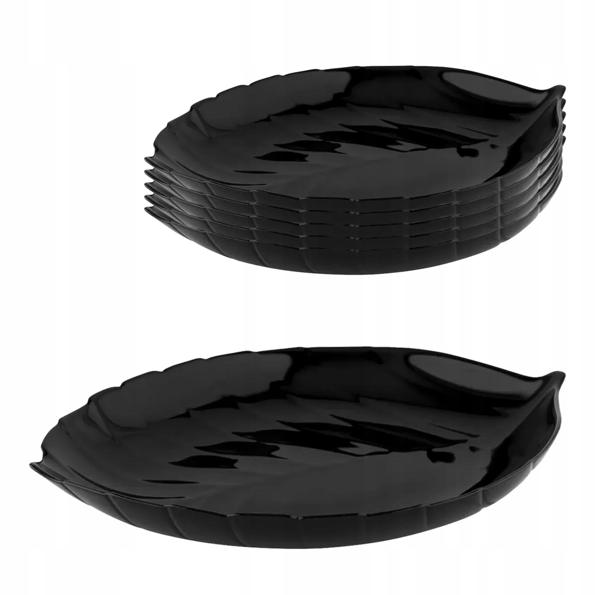 Sada 6 x skleněných jídelních talířů Altom Design Nocturn Černý list 25.5 cm