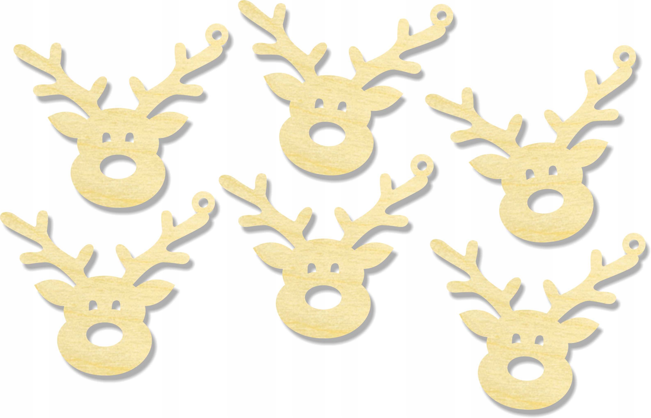 

Bombki drewnianie ozdoby na choinkę 6 szt renifer