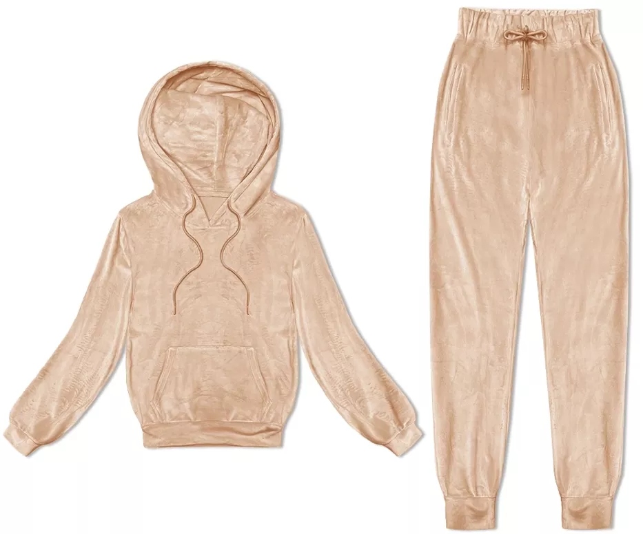 Komplet Dresowy Welur 8C1175 Brzoskwinia L (40)