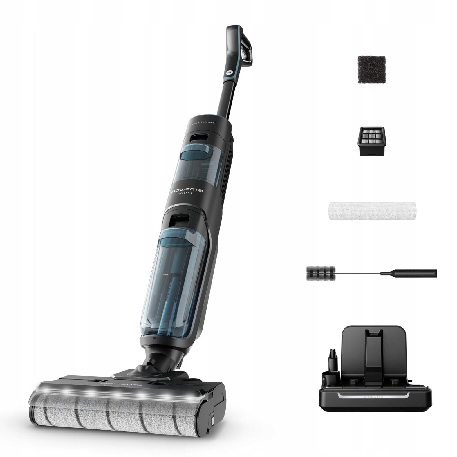 Rowenta X-Clean 5 bezdrôtový mokro-suchý vysávač, 1,1 kg, čierna/modrá