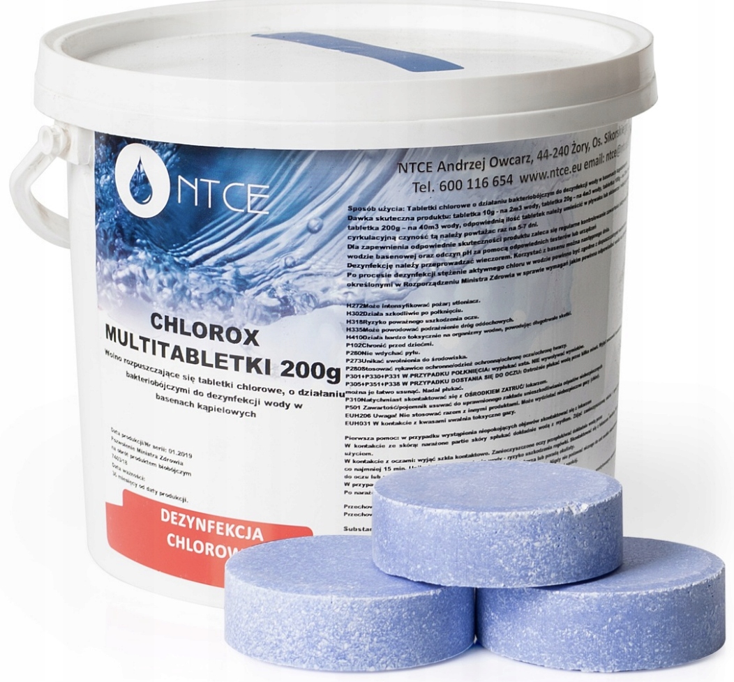 Chlor Duże Niebieskie Tabletki Multifunkcyjne Basenu Jacuzzi Ntce 200g 3kg