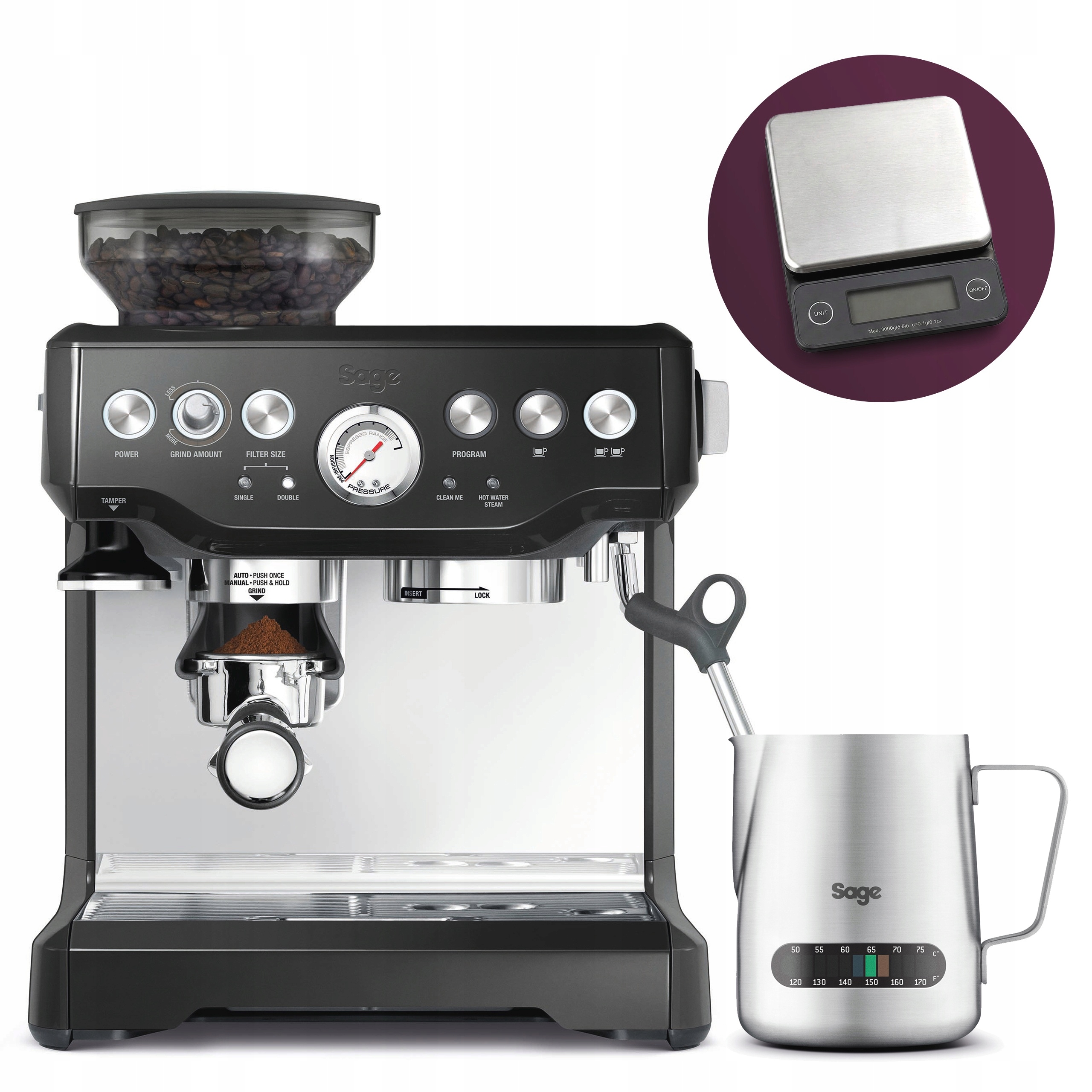 Ekspres Kolbowy Sage z Młynkiem The Barista Express SES875BTR Czarny Mat