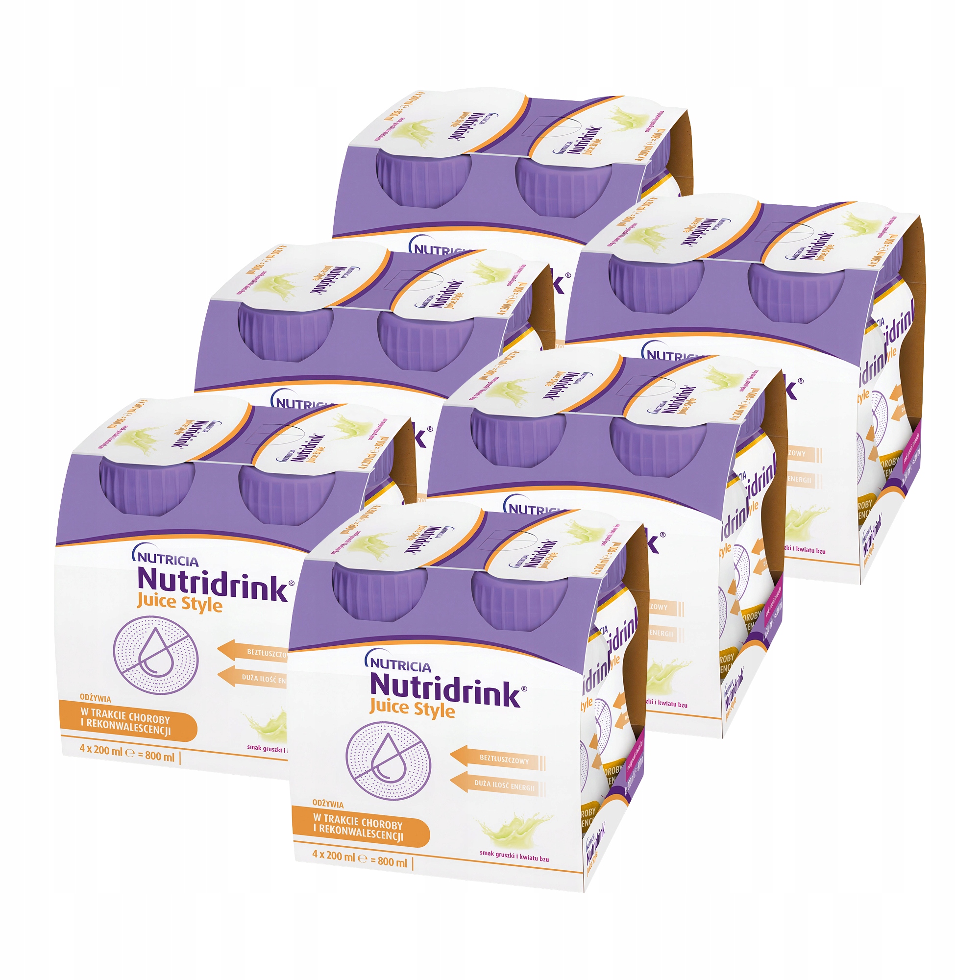 Nutridrink Juice Style o smaku gruszki i kwiatu bzu Zestaw 24 x 200 ml