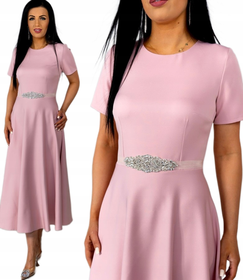 Dámské šaty na křtinové přijímání Elegantní šaty na svatební hostinu Růžová S
