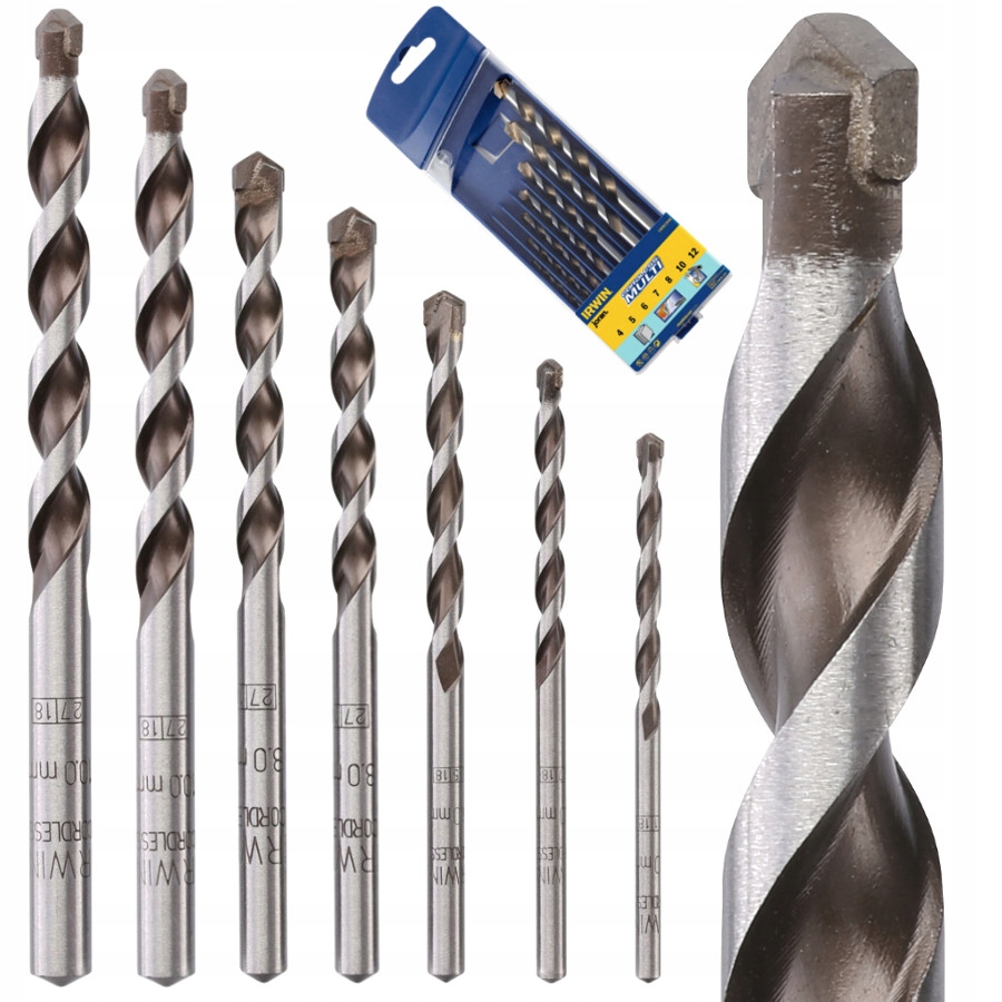 Irwin Wiertła uniwersalne do betonu drewna Cordless 4-12mm 7szt 10501940