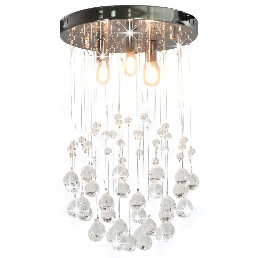 Stropná lampa s kryštálikmi a korálkami, strieborná, 3xG9