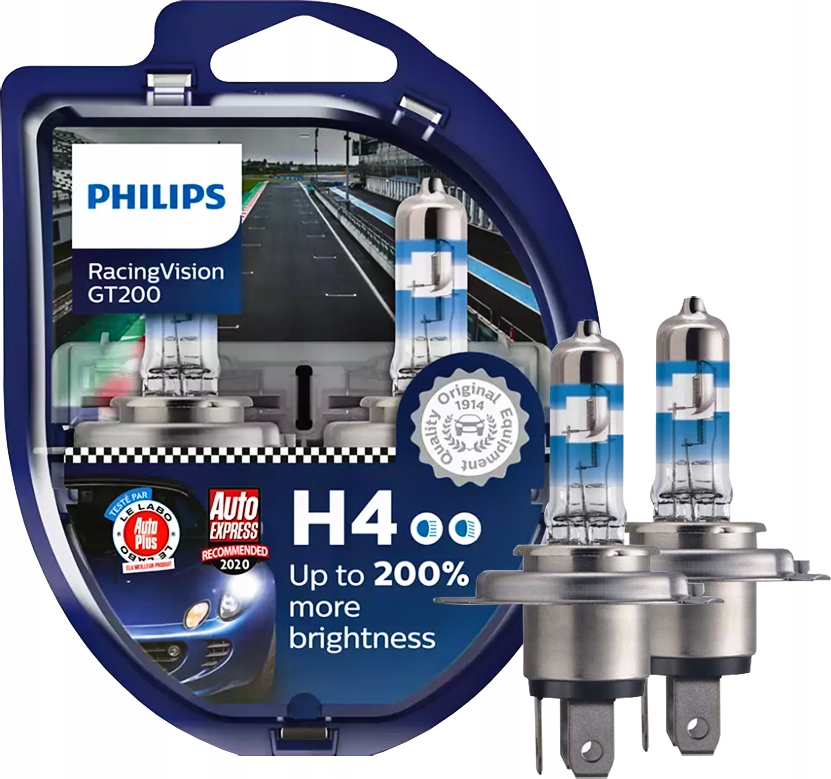 Sada žárovek H4 Philips RacingVision +200% Více Světla Homologace